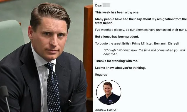 Andrew Hastie's ominous five-word warning to his 'enemies'