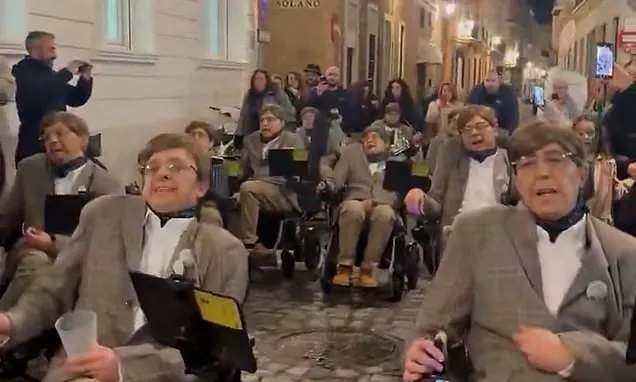 Performers dress as Stephen Hawking in Spanish carnival