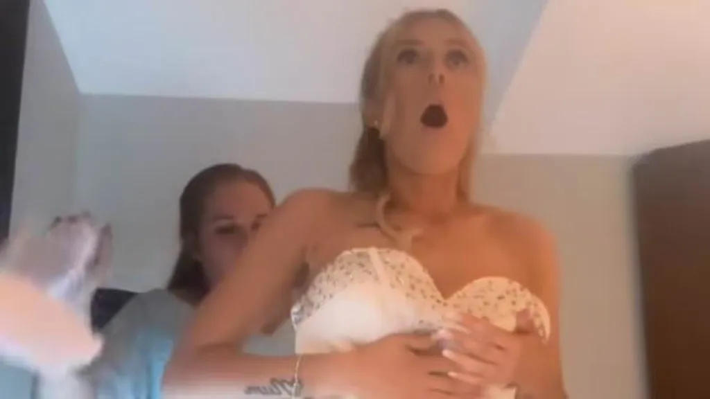 Bride breaks down in tears after wedding dress rips