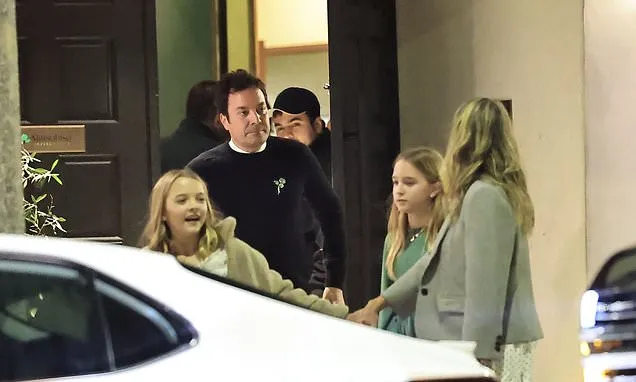 Jimmy Fallon makes rare sighting with his wife and kids