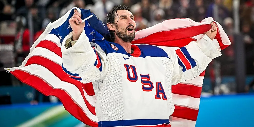 Olympic hero Connor Hellebuyck shows off 'Secretary of Defense' plaque on flight to White House