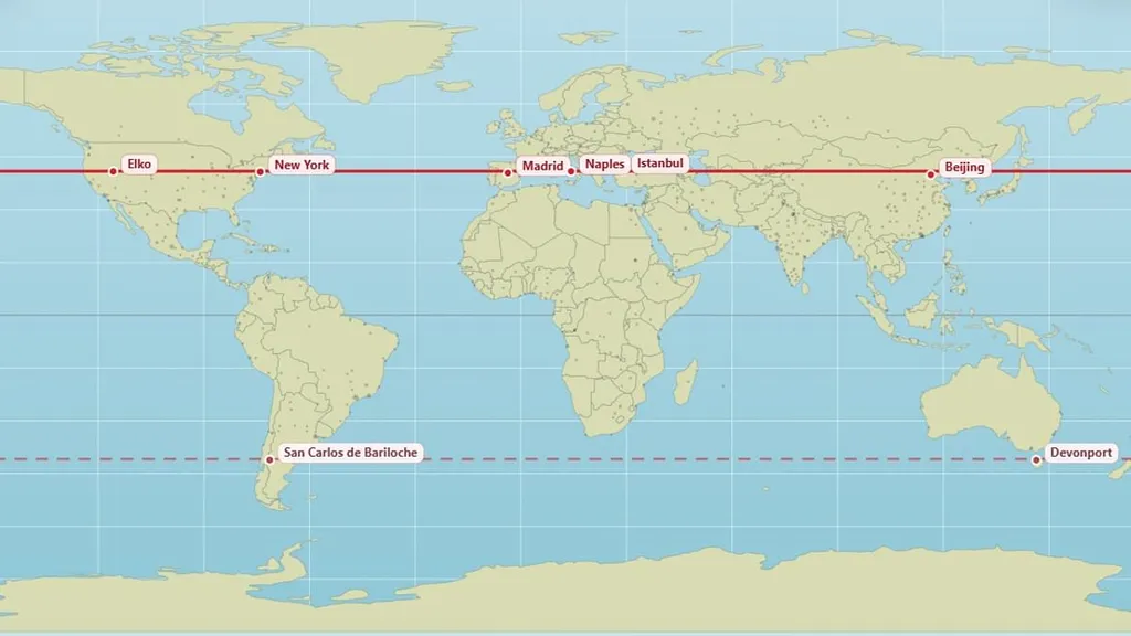 Map reveals cities at identical latitudes - what's your  parallel?