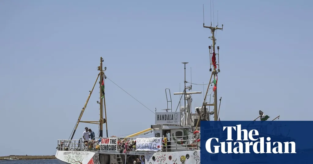 Two Australians reportedly on board activist boat intercepted by Israel while trying to transport aid to Gaza