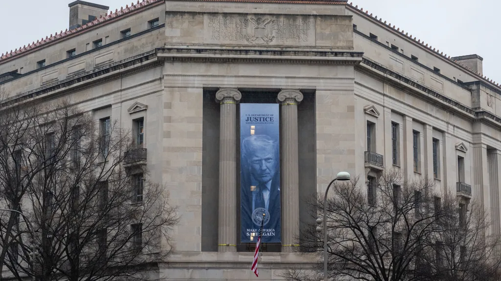 New Trump Banner Hung on Justice Dept. Headquarters in D.C.