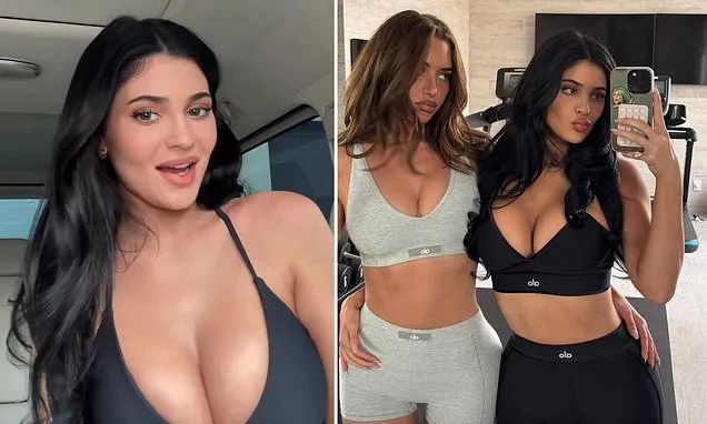 Kylie Jenner nearly spills out of plunging sports bra with BFF Stassie