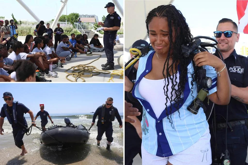 NYPD scuba squad schools youngsters on how beach can turn deadly as...