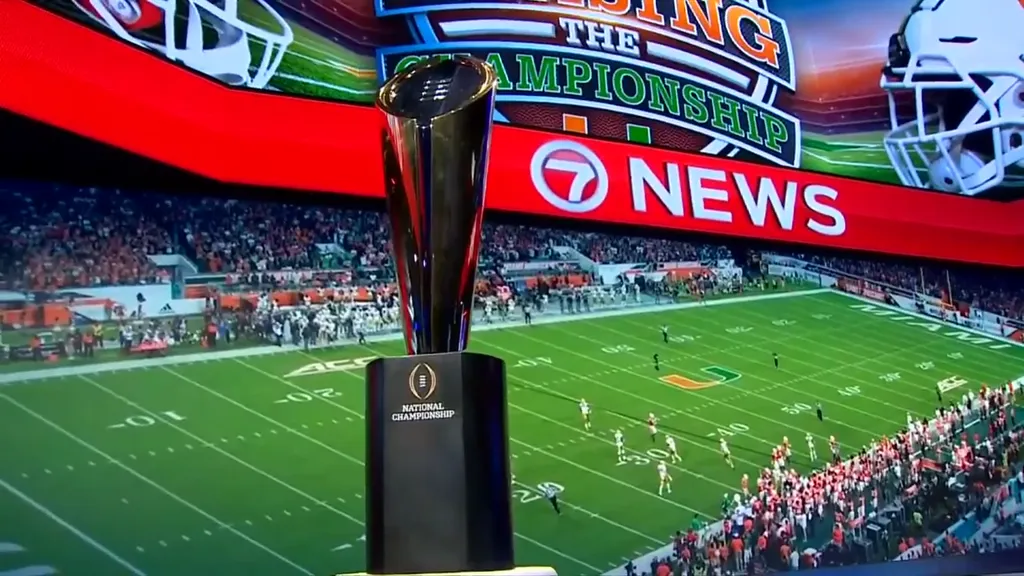 CFP championship trophy makes stop at WSVN; trophy manager sits down to talk busy final prep days - WSVN 7News | Miami News, Weather, Sports | Fort Lauderdale