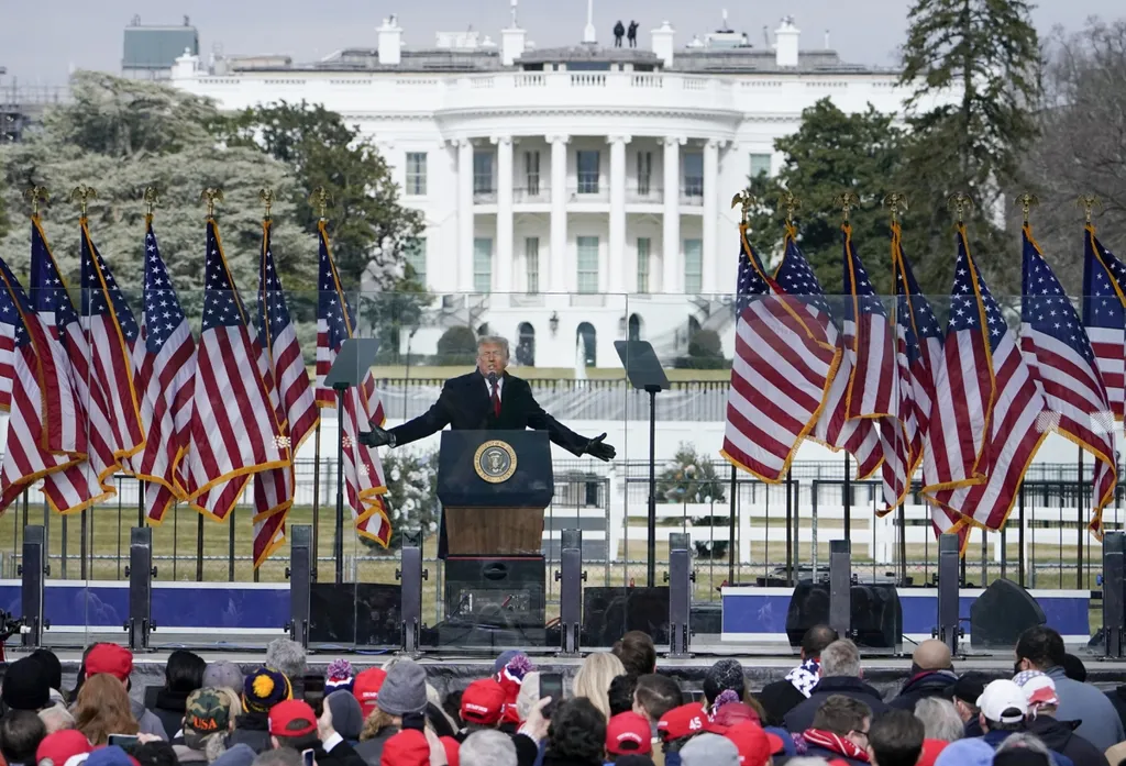 Harris is speaking at the same spot where Trump fanned anger on Jan. 6, 2021