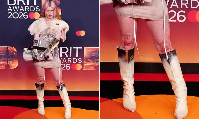 Wet Leg's Rhian Teasdale arrives at BRIT Awards with bloodied knees