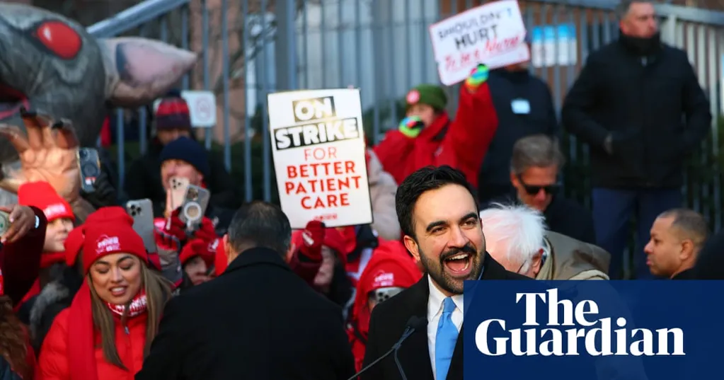 New York nurses continue to strike in frigid weather as Mamdani shows support