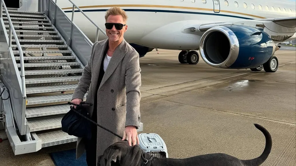 Ronan Keating and wife Storm fly their pets home in a private jet