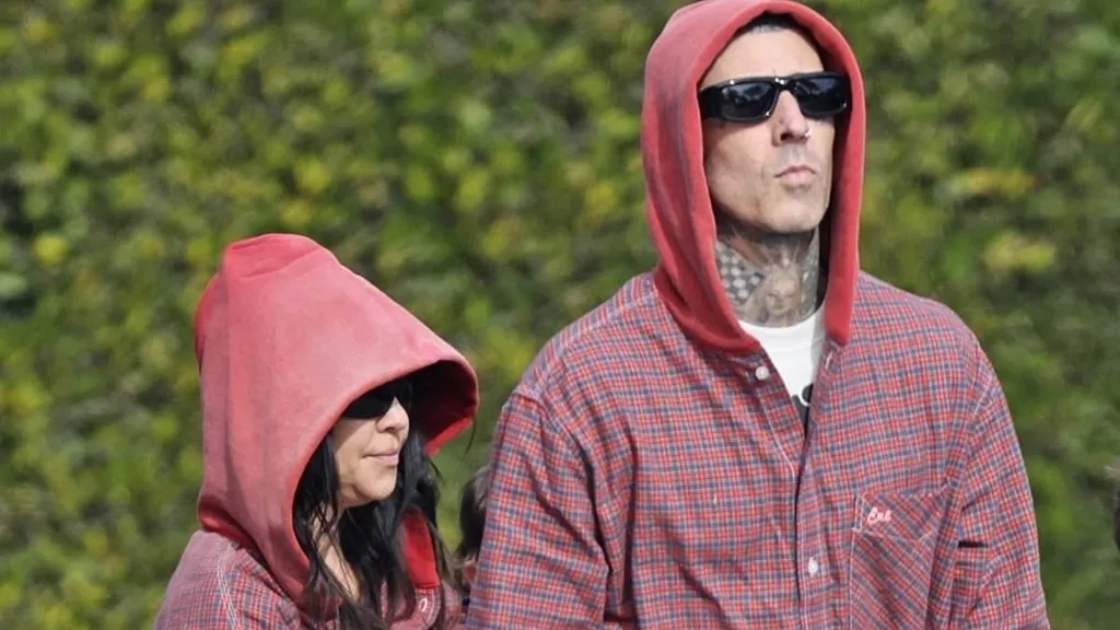 Kourtney Kardashian and Travis Barker match outfits at lunch with kids