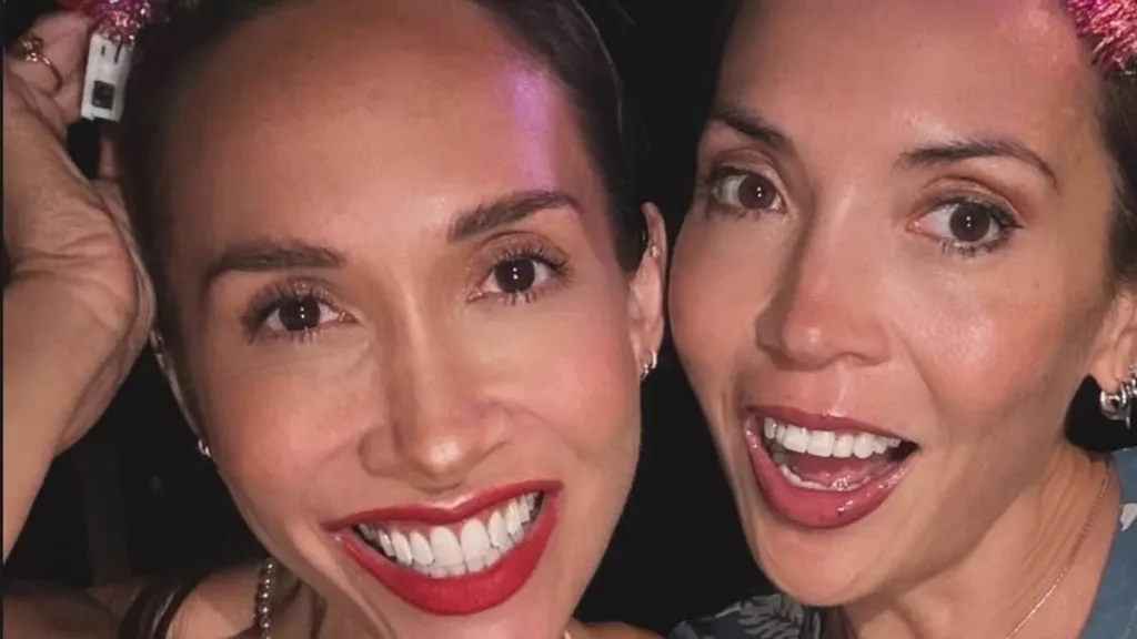 Myleene Klass poses with rarely-seen sister as they celebrate New Year