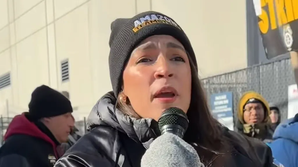 AOC joins Amazon picket line as thousands of workers strike