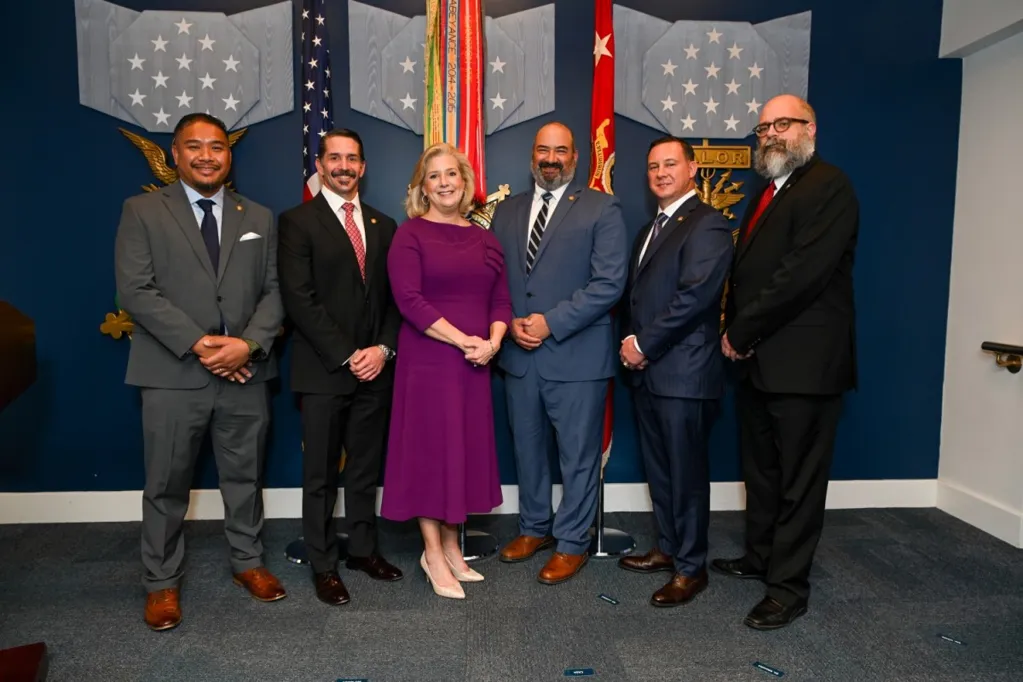 During a Pentagon ceremony the Secretary of the Army appoints five new civilian aides