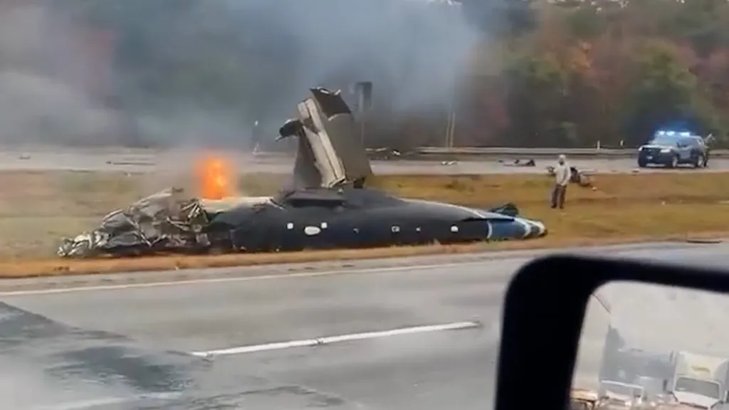 Two dead after plane crashes on median of Massachusetts highway