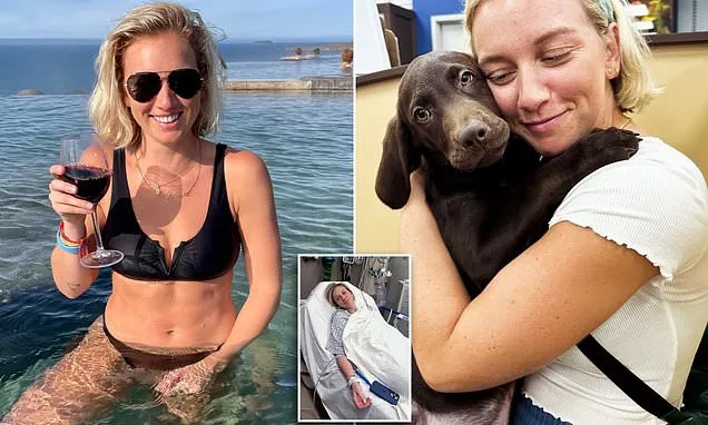 Woman and dog fall into convulsive FITS in freak accident on sidewalk