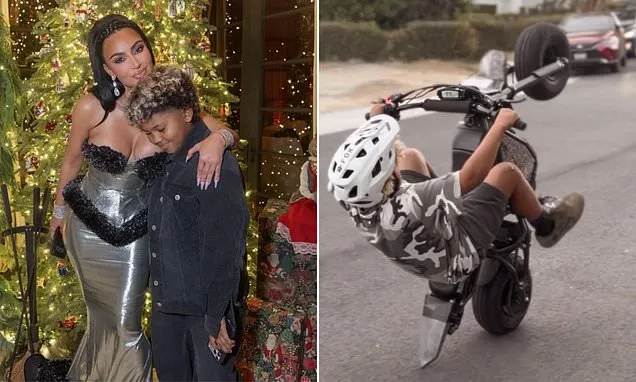 Kim Kardashian's 10-year-old son Saint West pops a wheelie