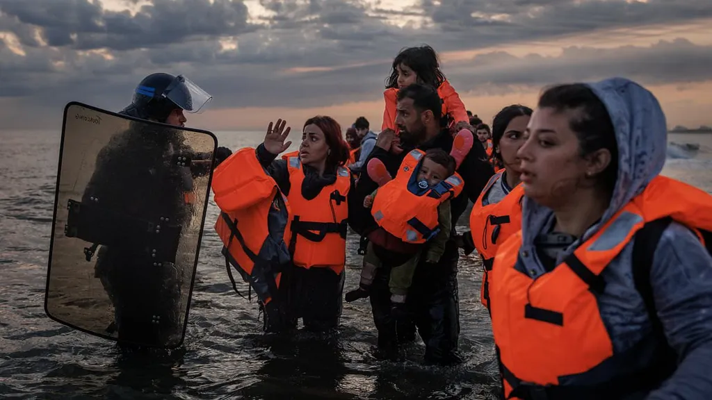 French police TEAR GAS migrants and drag them back to shore
