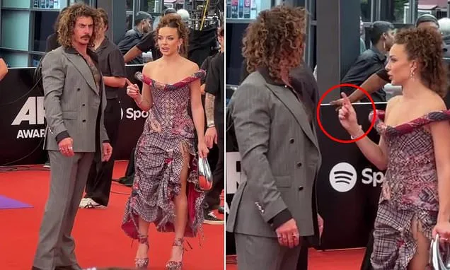 Abbie Chatfield appears to scold boyfriend Adam Hyde at ARIA Awards