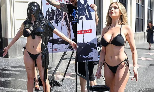 Courtney Stodden dons bikini and is drenched in tar