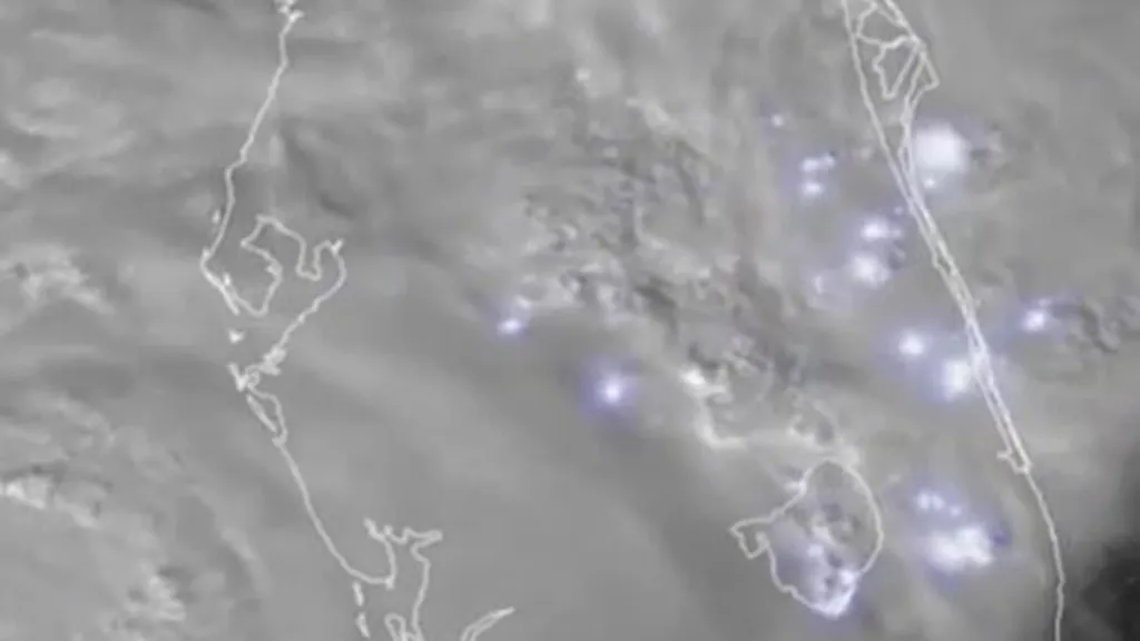 Satellite images show lightning in sky amid Hurricane Milton