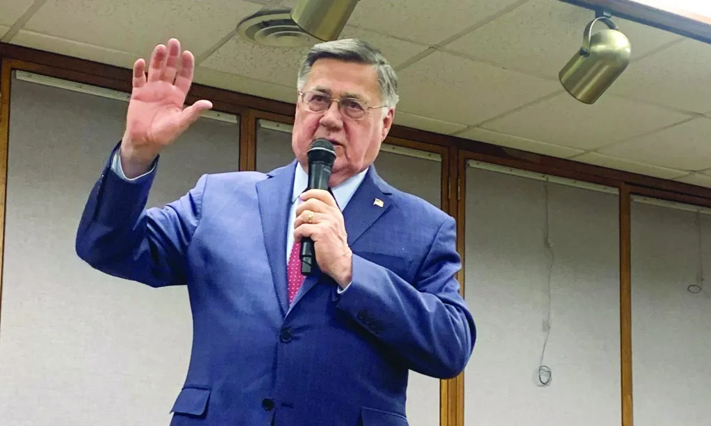 County Executive Ed Romaine addresses Port Jefferson residents on a range of issues