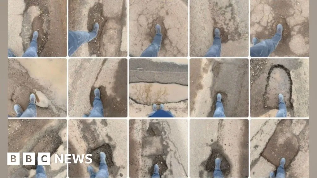 Shropshire man driven to photograph all 25 potholes in road