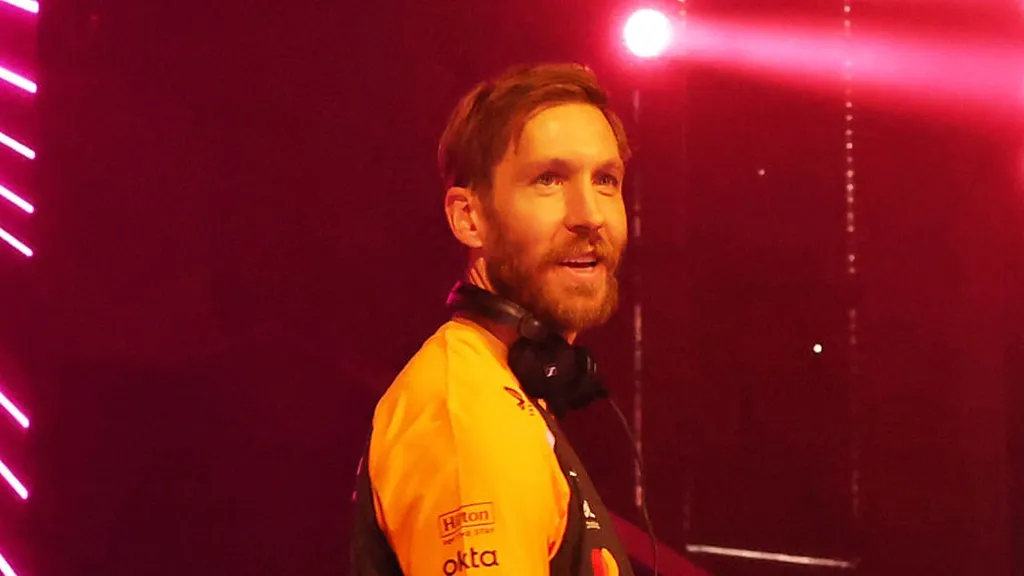 New dad Calvin Harris makes surprise appearance at McLaren event