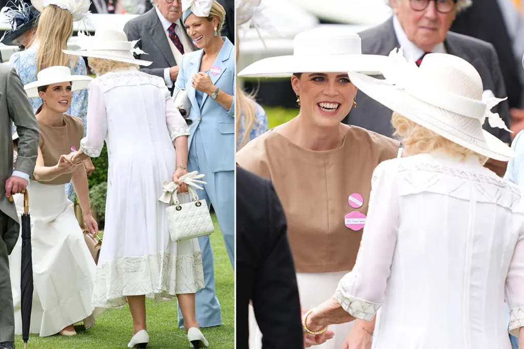 Princess Eugenie Expertly Keeps Her Balance During a Low Curtsy to Queen Camilla at Royal Ascot