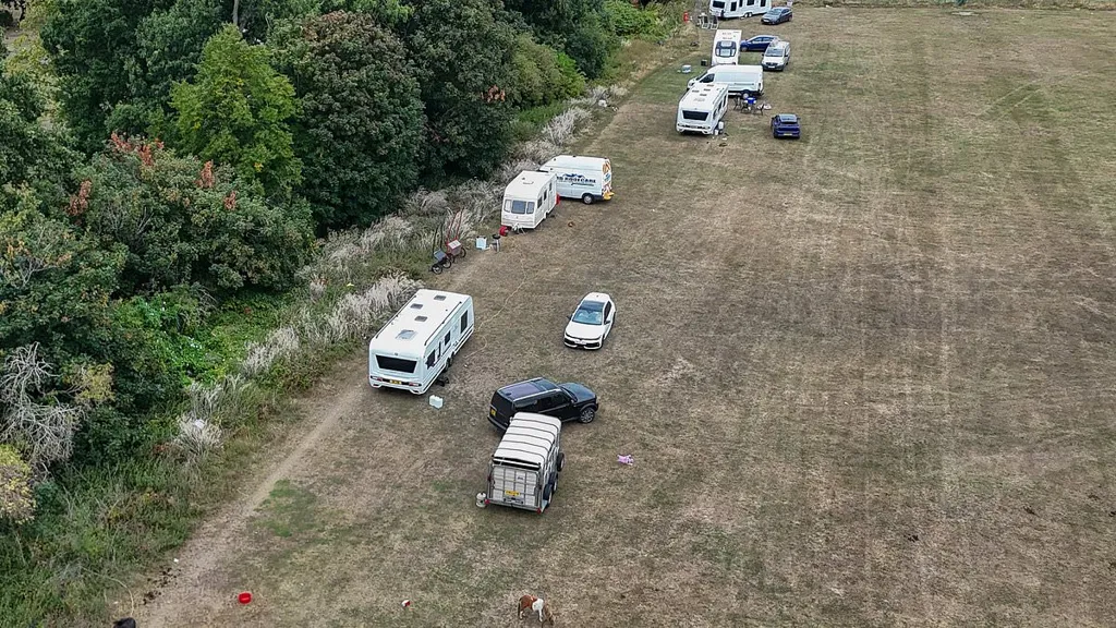 Travellers break down locks to invade affluent north London park