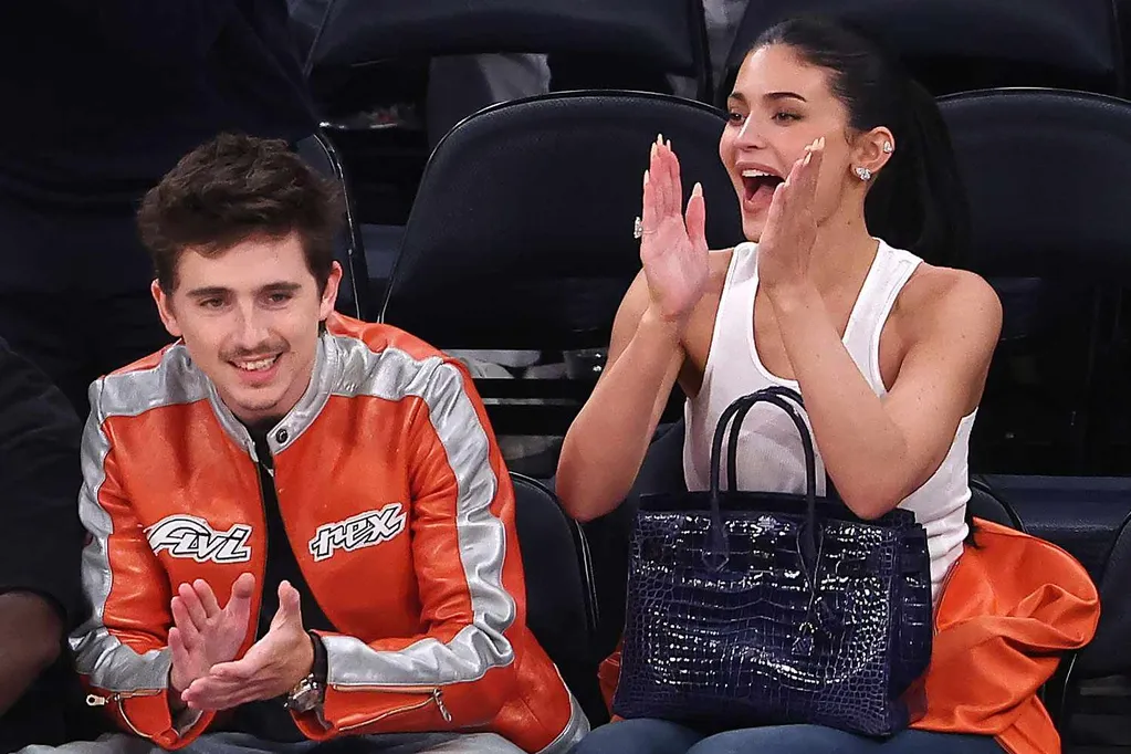 Kylie Jenner and Timothée Chalamet Wear Matching Knicks Colors for Courtside Date