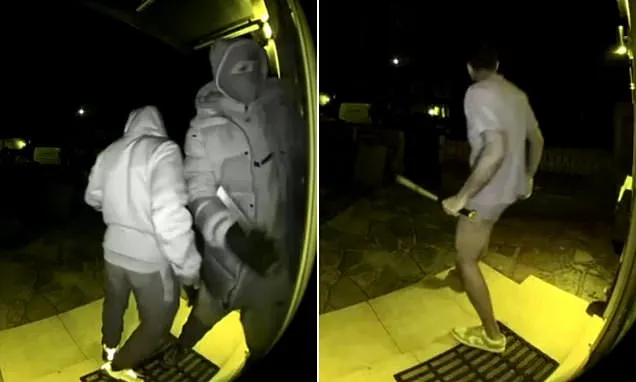 Moment masked men try to break into family home while children sleep