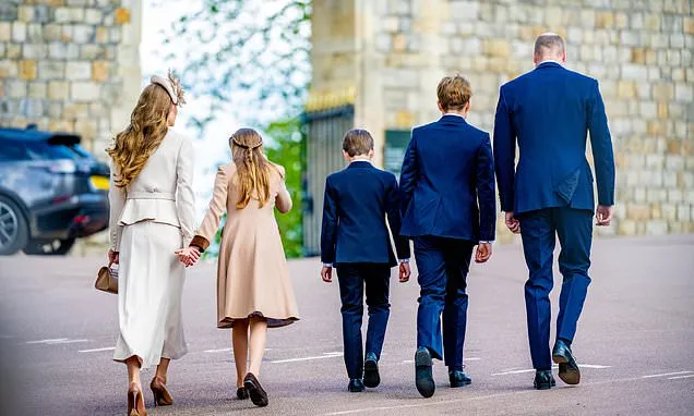 Kate and Charlotte hold hands in sweet picture after Easter service