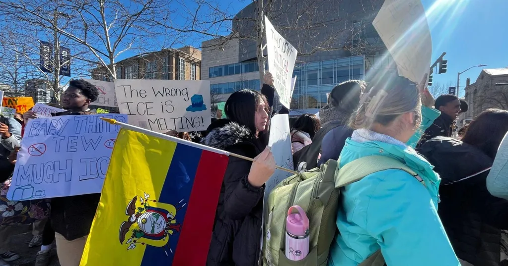 Baltimore high school students walk out of class to protest ICE operations