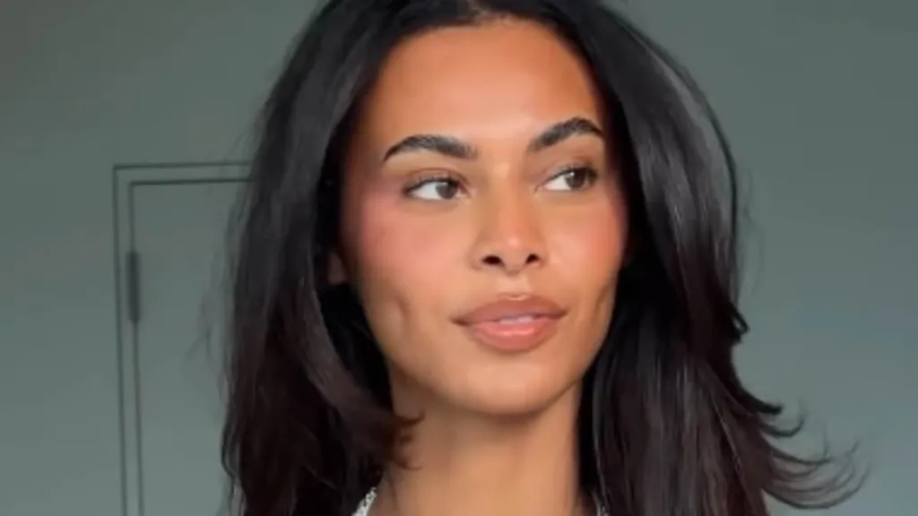 Sophie Piper models sheer lace bra from Kim Kardashian's lingerie line