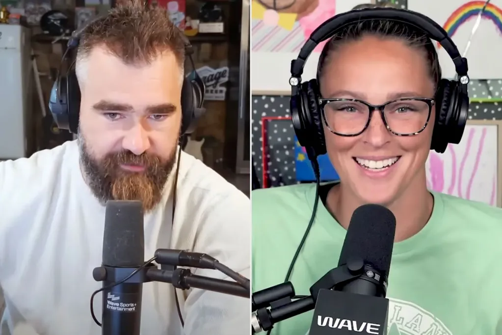 Jason Kelce Thinks 'Gorgeous' Wife Kylie Is Getting Some Help Looking 'So Good' on Her Podcast