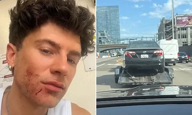 Bloodied LA man dragged from his car and beaten up in daylight