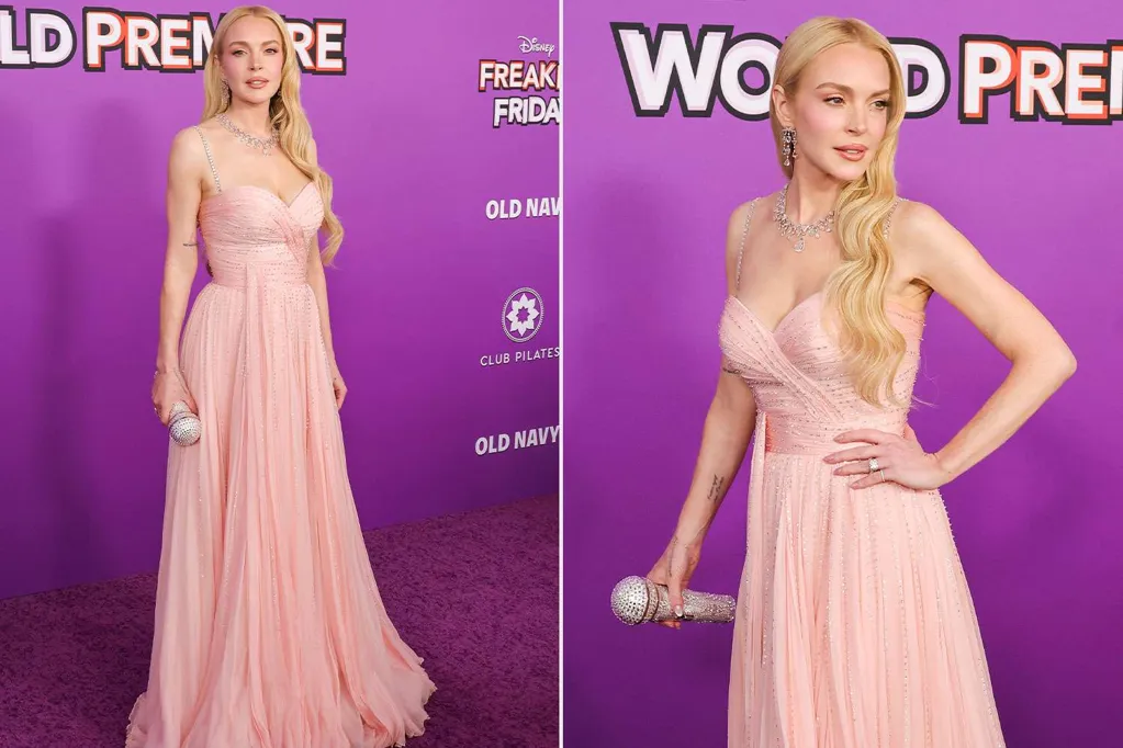 Lindsay Lohan Channels Rockstar Glam with $5,000 Crystal Microphone Clutch at 'Freakier Friday' Premiere