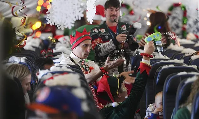 Flight takes kids to visit Santa at North Pole scene in transformed...