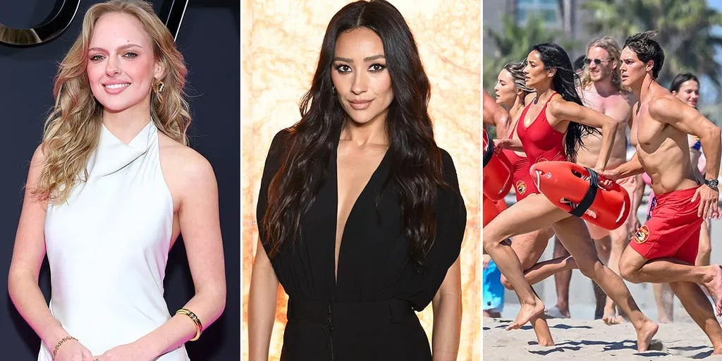 'Baywatch' stars Shay Mitchell and Jessica Belkin suit up in iconic red swimsuits on TV reboot