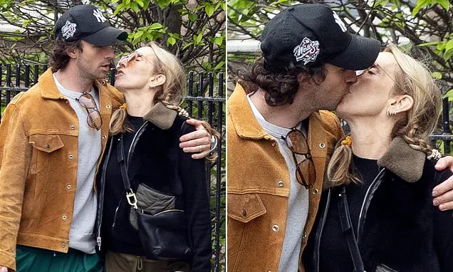 Aaron Taylor-Johnson, 35, and wife Sam, 59, pucker up for a kiss