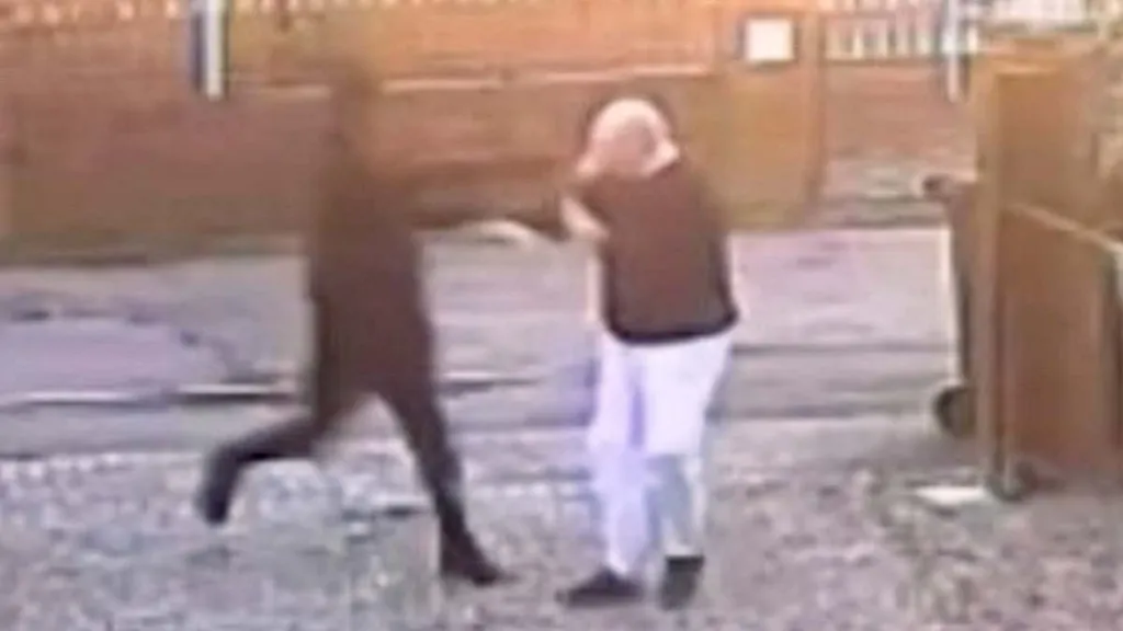 Moment thug attacks OAP, 74, with nail-studded plank on his drive
