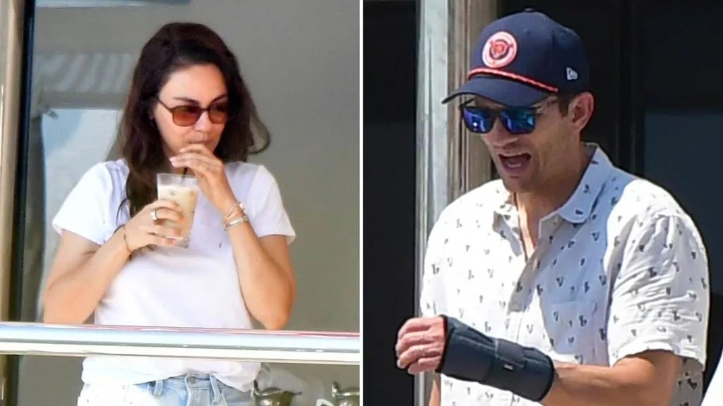 Ashton Kutcher sparks concern with arm cast on yacht with Mila Kunis