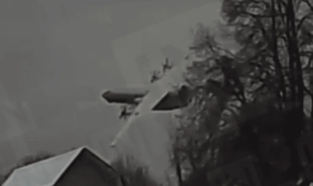 Video appears to show Russian An-22 plane falling apart mid-air