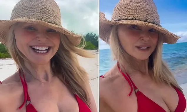 Christie Brinkley, 71, shows off cleavage in red bikini during getaway