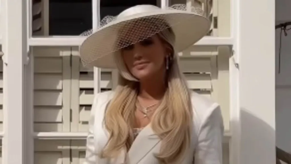 Tabitha Willett unveils chic bridal suit after marrying Harry Hoare