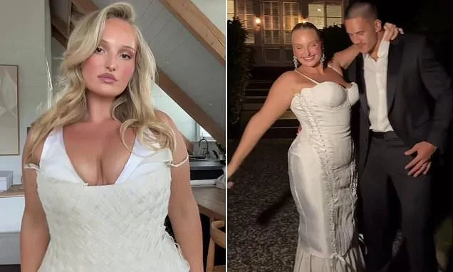 Model criticised for wedding dress reveals raunchy reception ensemble