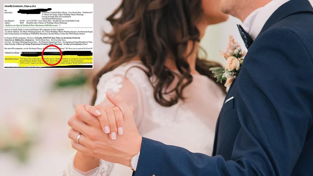 Read the bizarre 'bridezilla clause' hidden in wedding DJ's contract